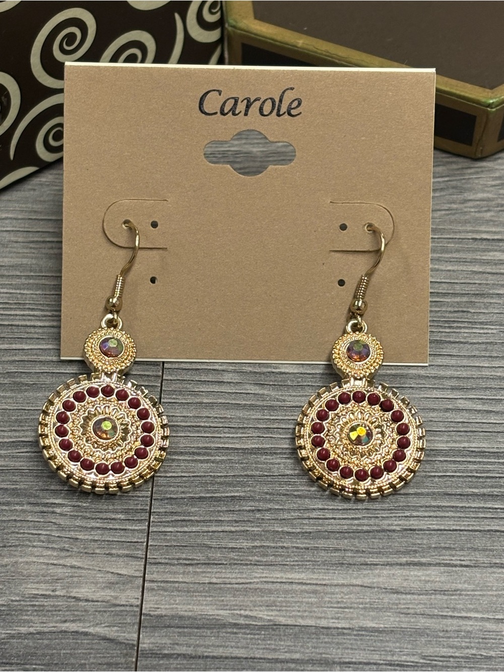 Stunning Gold-Tone Round Drop Earrings